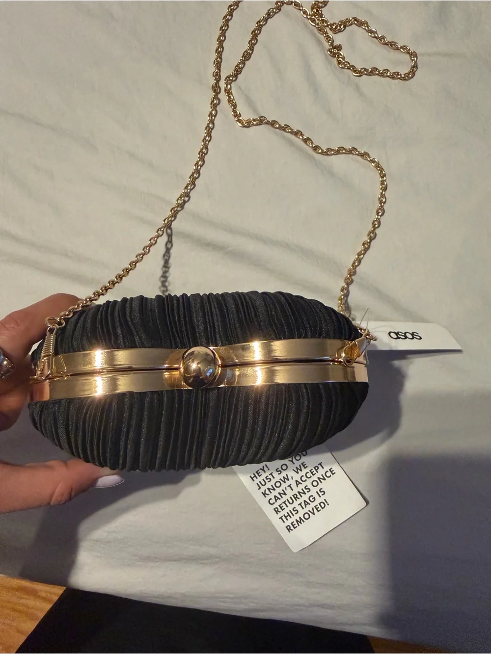 ASOS Black Heart Crossbody Bag with Gold Chain Strap
